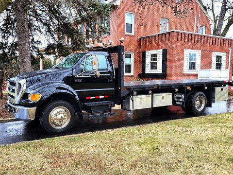 2007 Ford F650 XLT Truck Cummins 5.9 20 Foot Flat Bed Tool Storage Boxes Nice! for sale